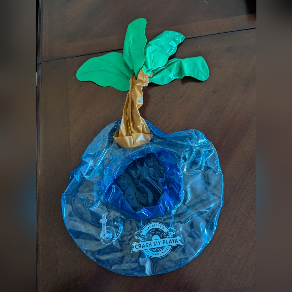 Blue Inflatable Palm Tree Pool Drink Floats